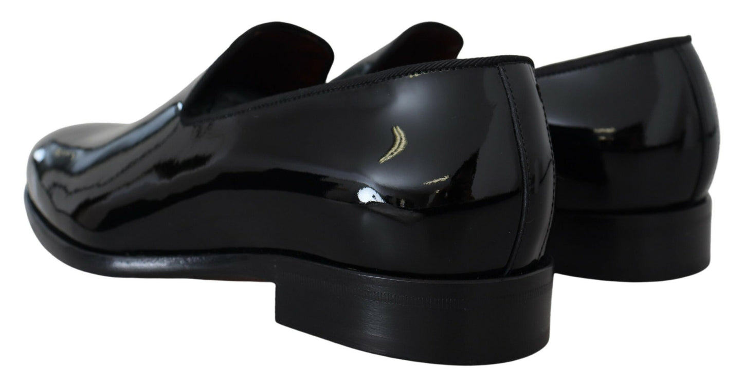Dolce & Gabbana Black Brevet Slipper Mandis Slipon Chaussures