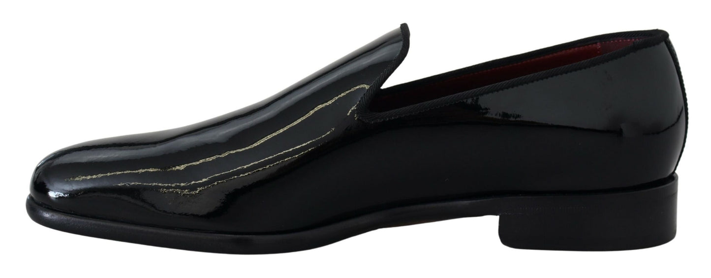 Dolce & Gabbana Black Brevet Slipper Mandis Slipon Chaussures