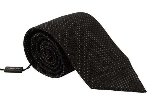 Dolce & Gabbana Schwarz weiße Polka Punkte Seide Verstellbare Krawatte