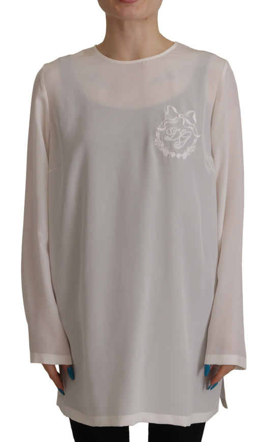 Dolce & Gabbana Elegant Silk Top with Logo Embroidery