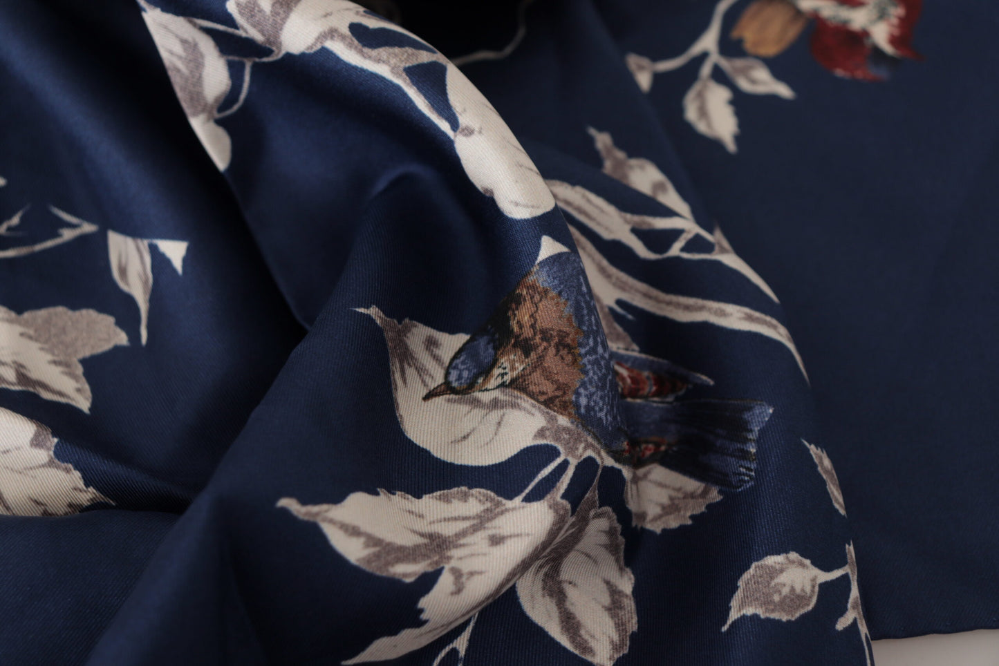 Dolce & Gabbana Blue Blumen Seidenquadrat Taschentuch Schal