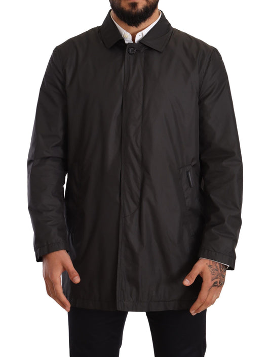 Dolce & Gabbana Black Polyester Herren Trench Coat Jacke
