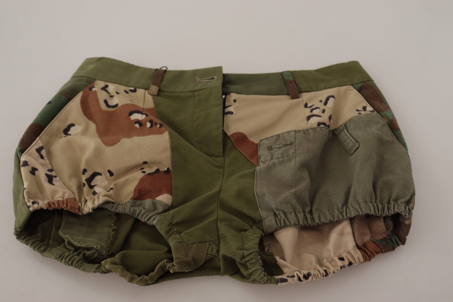 Dolce & Gabbana Green High Waist Hot Pantals Cotton Army Shorts