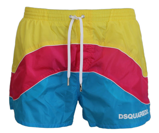 Dsquared² Multicolor Logo Print Männer Strandkleidung Shorts Badebekleidung