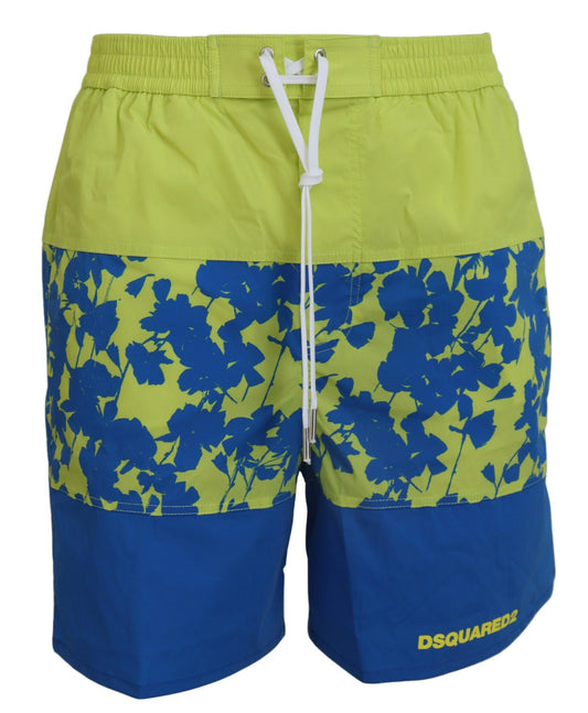 Dsquared² Blue Green Logo Print Männer Strandkleidung Shorts Badebekleidung