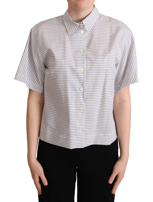 Dolce & Gabbana White Polka Dots Colled Bloge Shirt