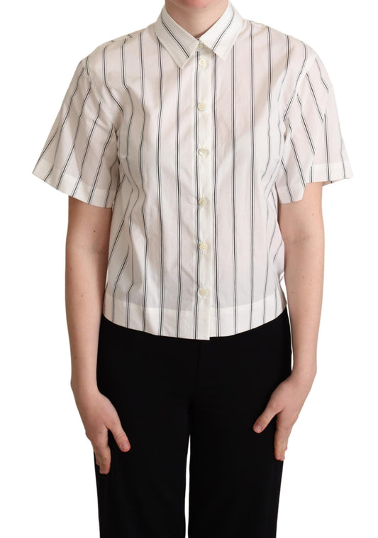 Dolce & Gabbana White Black Stripes Shirt Top