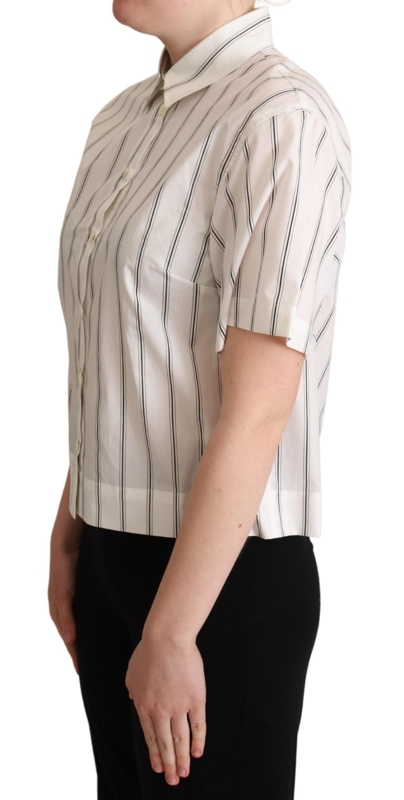 Dolce & Gabbana White Black Stripes Hemd Hemd Top