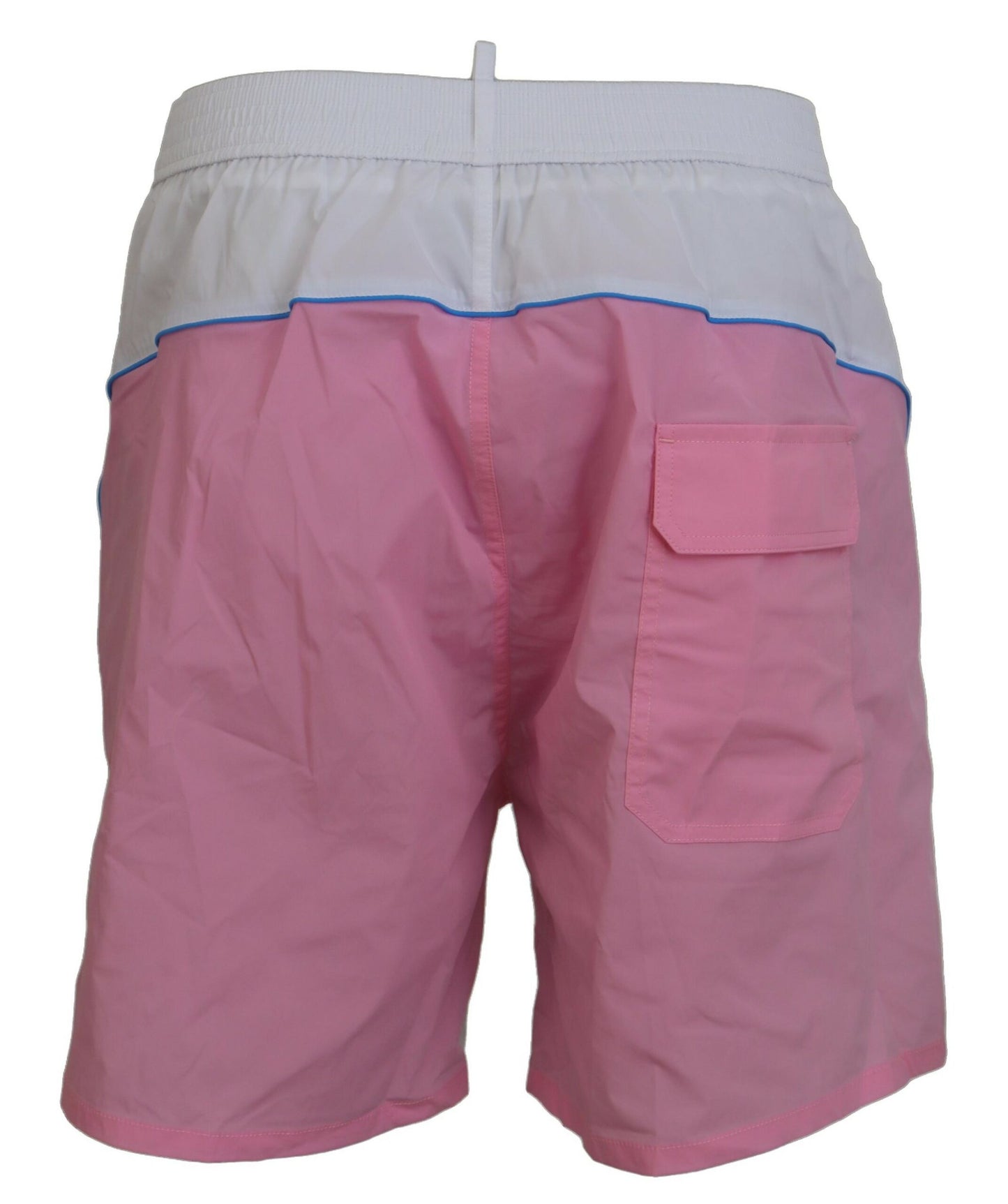 Dsquared² White Pink Logo Print Men Beachwear Shorts Badebekleidung