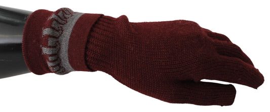 John Galliano Maroon Elastic Handgelenk Länge Mitten Designer Logo Handschuhe