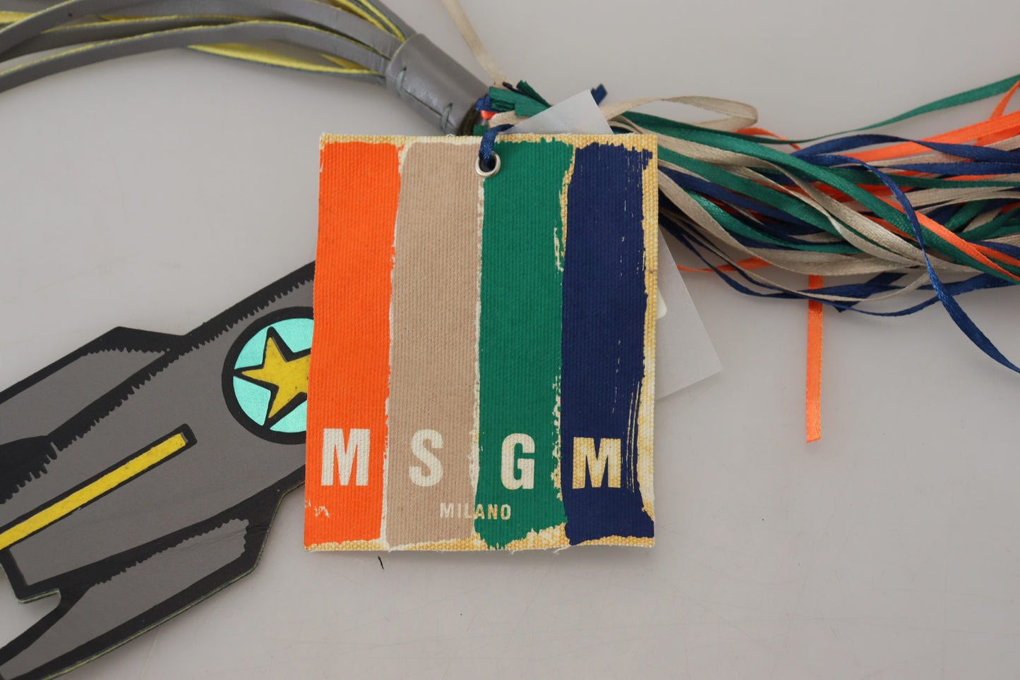 MSGM Multicolor Rocket Ship Silver Tone Torychain in metallo