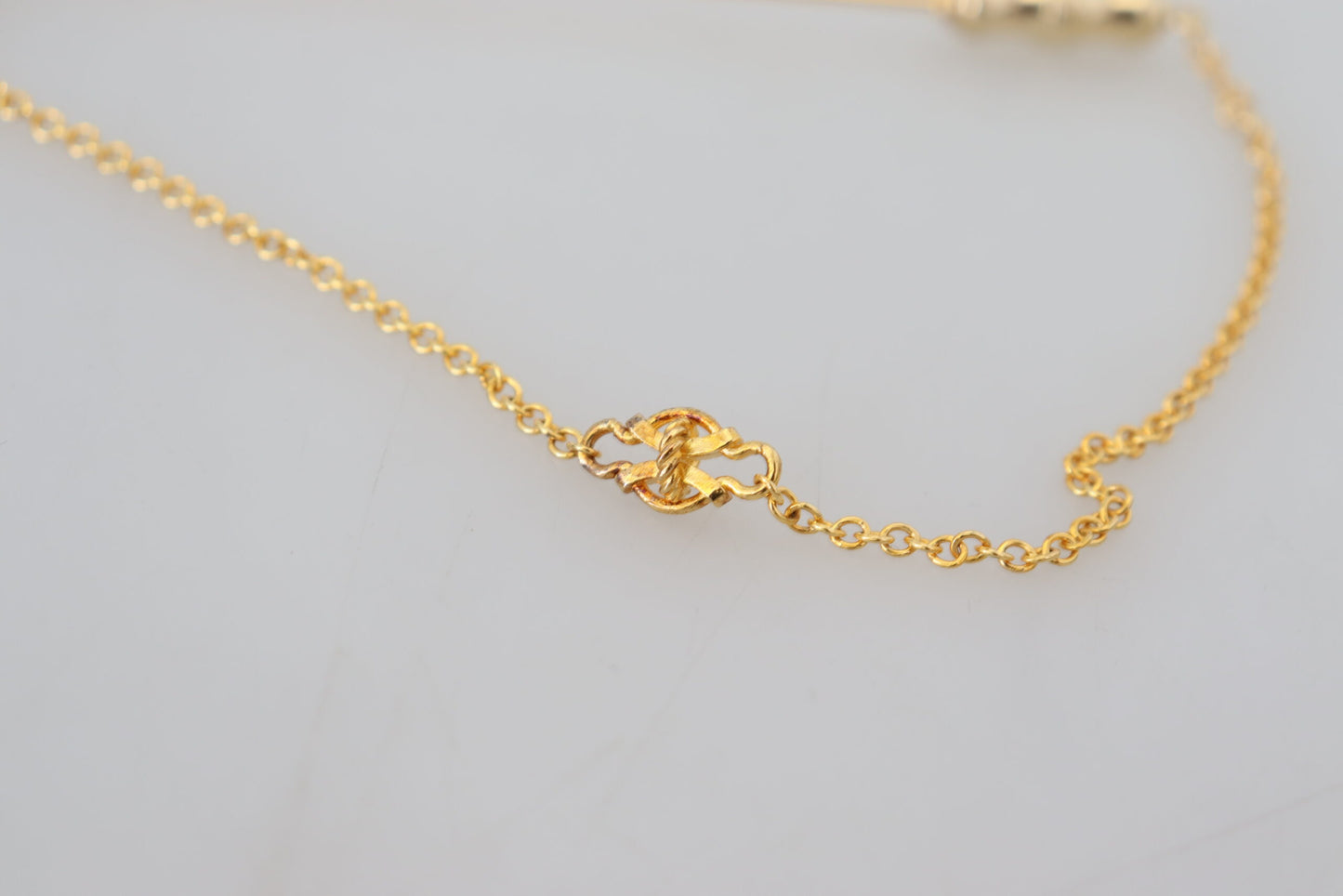 Dolce & Gabbana Gold Tone 925 Broche de broche de chaîne de cristal en argent sterling