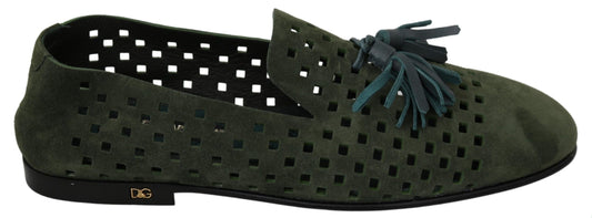 Dolce & Gabbana Grüne Wildleder atmungsaktiven Pantoffeln Slipper Schuhe