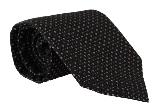 Dolce & Gabbana Bianco Black Polka Dots cravatta cravatta al 100% di seta 100%