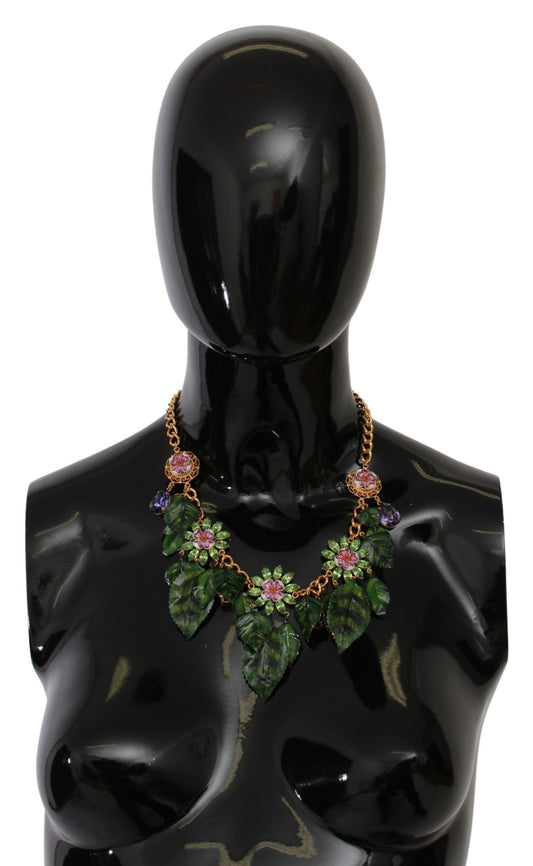 Dolce & Gabbana Floral Crystal charme Gold Collier Collier