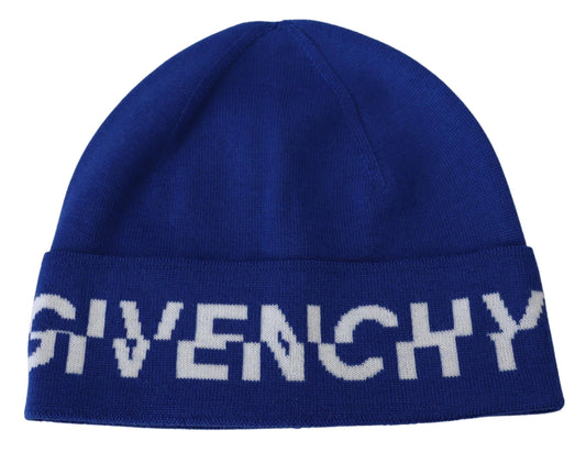 Givenchy Blue Wool Unisexe Hiver Chapeau de bonnet chaud