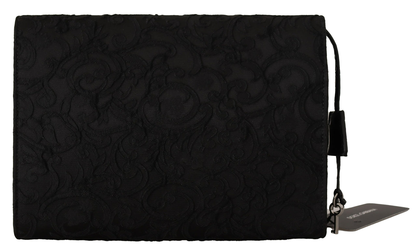 Dolce & Gabbana Black Jacquard Leather Document Document Baggin