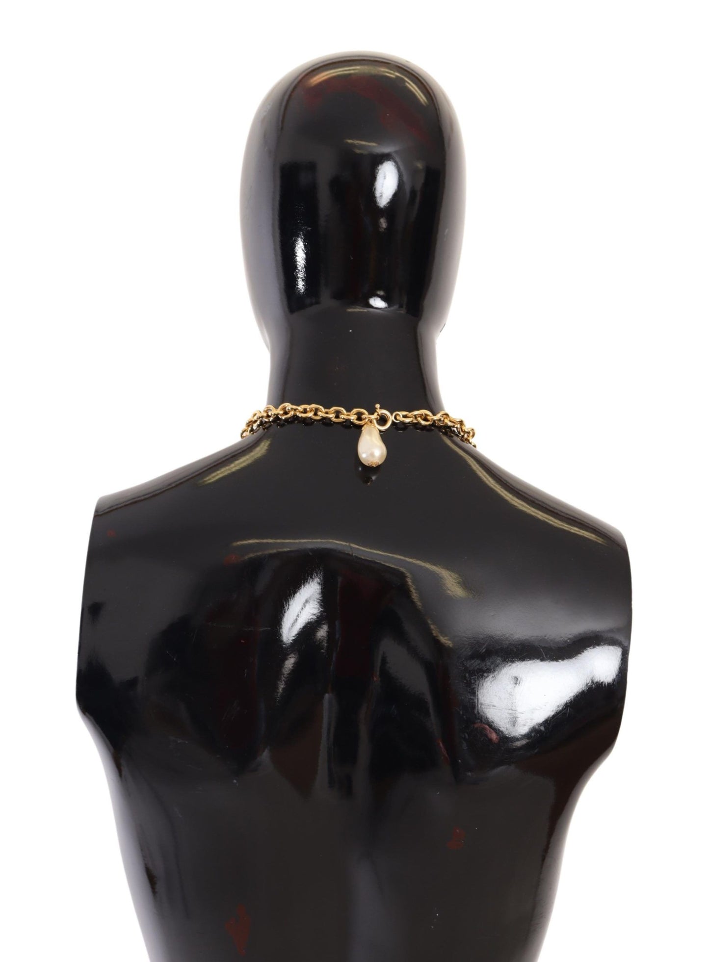 Dolce & Gabbana Gold Tone Brass Fabric Cristals Women Jewelry Collana