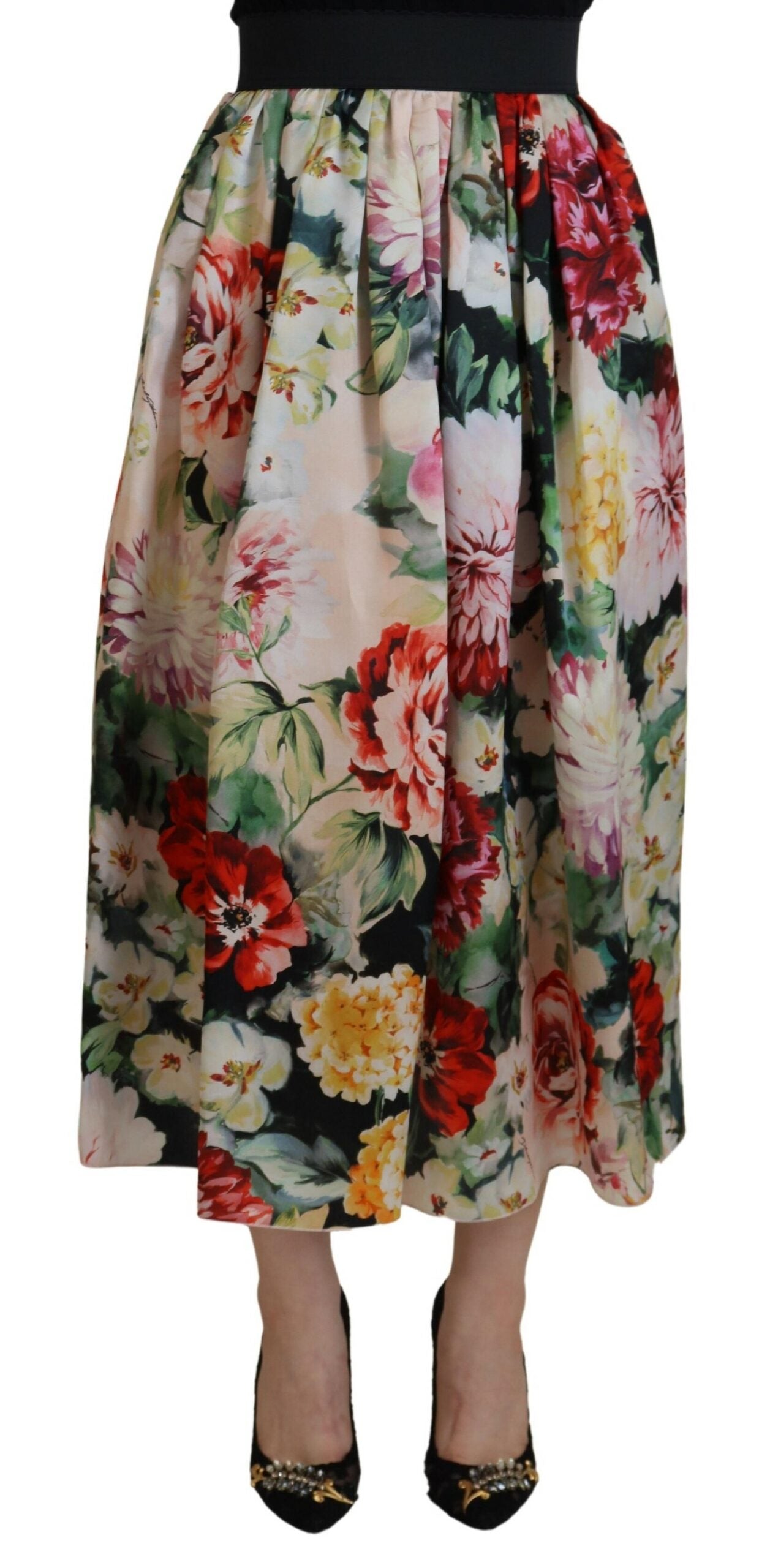 Dolce & Gabbana multicolore floral en soie haute jupe Aline