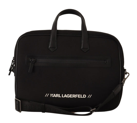 Karl Lagerfeld Black Nylon Laptop Crossbody Borse