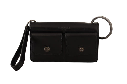 Dolce & Gabbana Black en cuir en cuir Mini Carte Bill Portefeuille