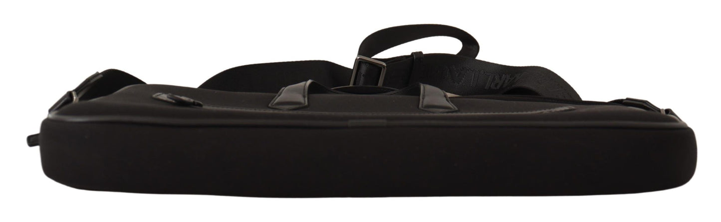 Karl Lagerfeld Black Nylon Laptop Crossbody Tasche