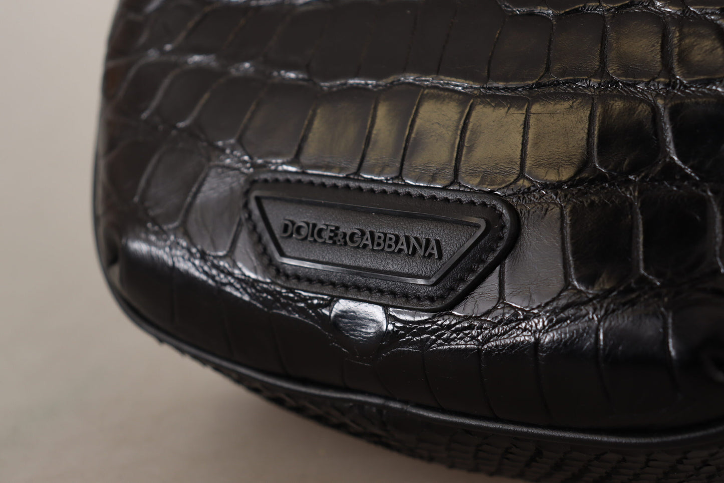 Dolce & Gabbana Black DG Logo en cuir exotique Fanny Pack Pouch Sac
