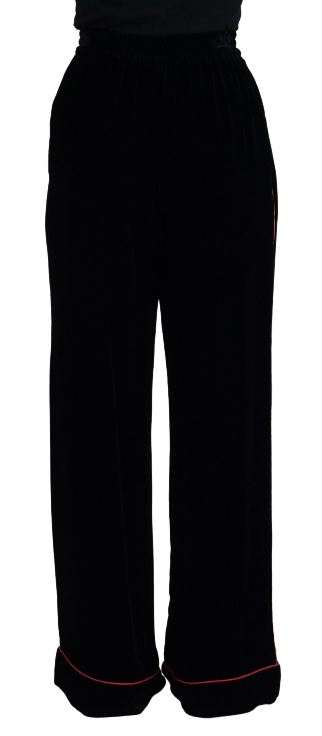 Dolce & Gabbana Black Samt hohe Taillenhosen Hosen Hosen