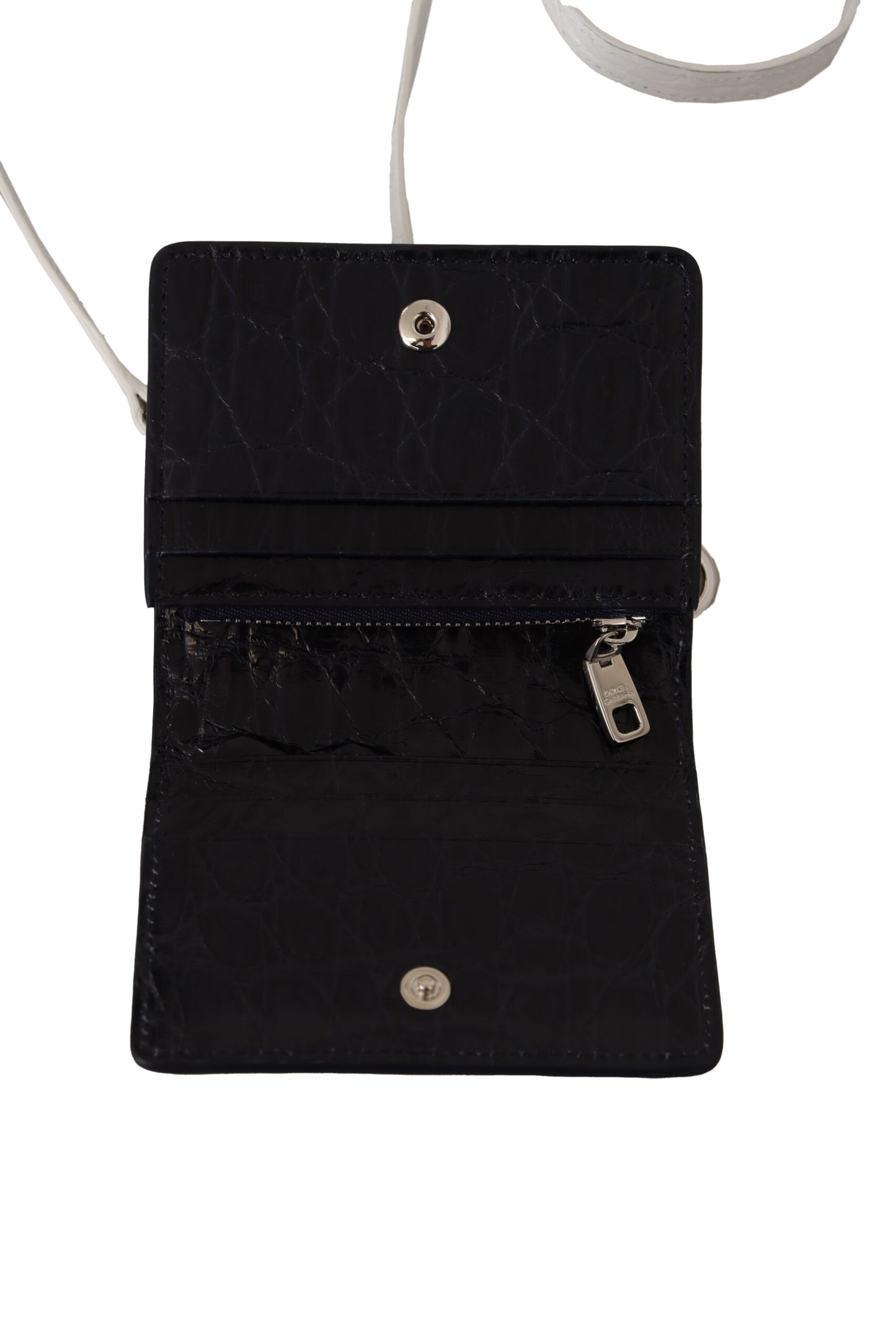 Dolce & Gabbana bleu blanc caiman en cuir de carte en cuir porte-carte portefeuille