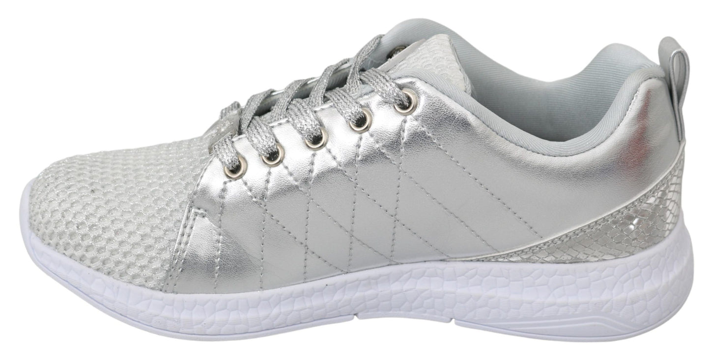 Philipp Plein Gisella Silver Polyester Sneakers Chaussures