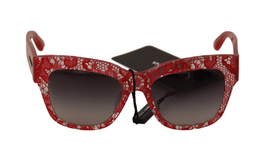 Dolce & Gabbana en dentelle rouge acétate rectangle nuances de soleil
