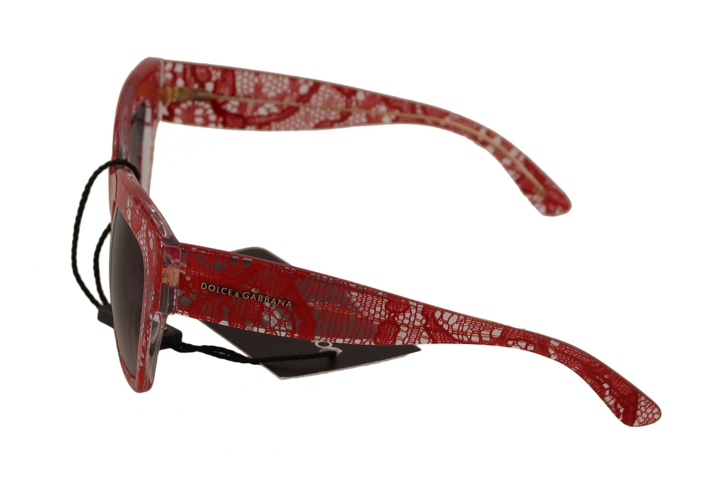 Dolce & Gabbana Red Lace Acetat Rechteck Shades Sonnenbrille