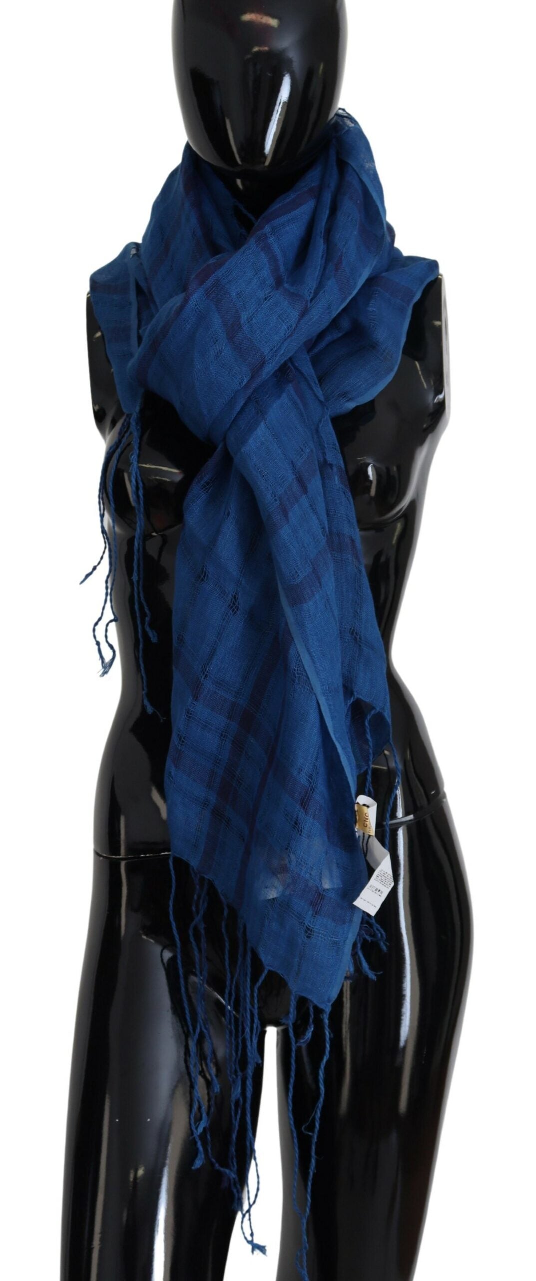 Kostüm National Blue Leinen Schal Foulard Fransen Schal