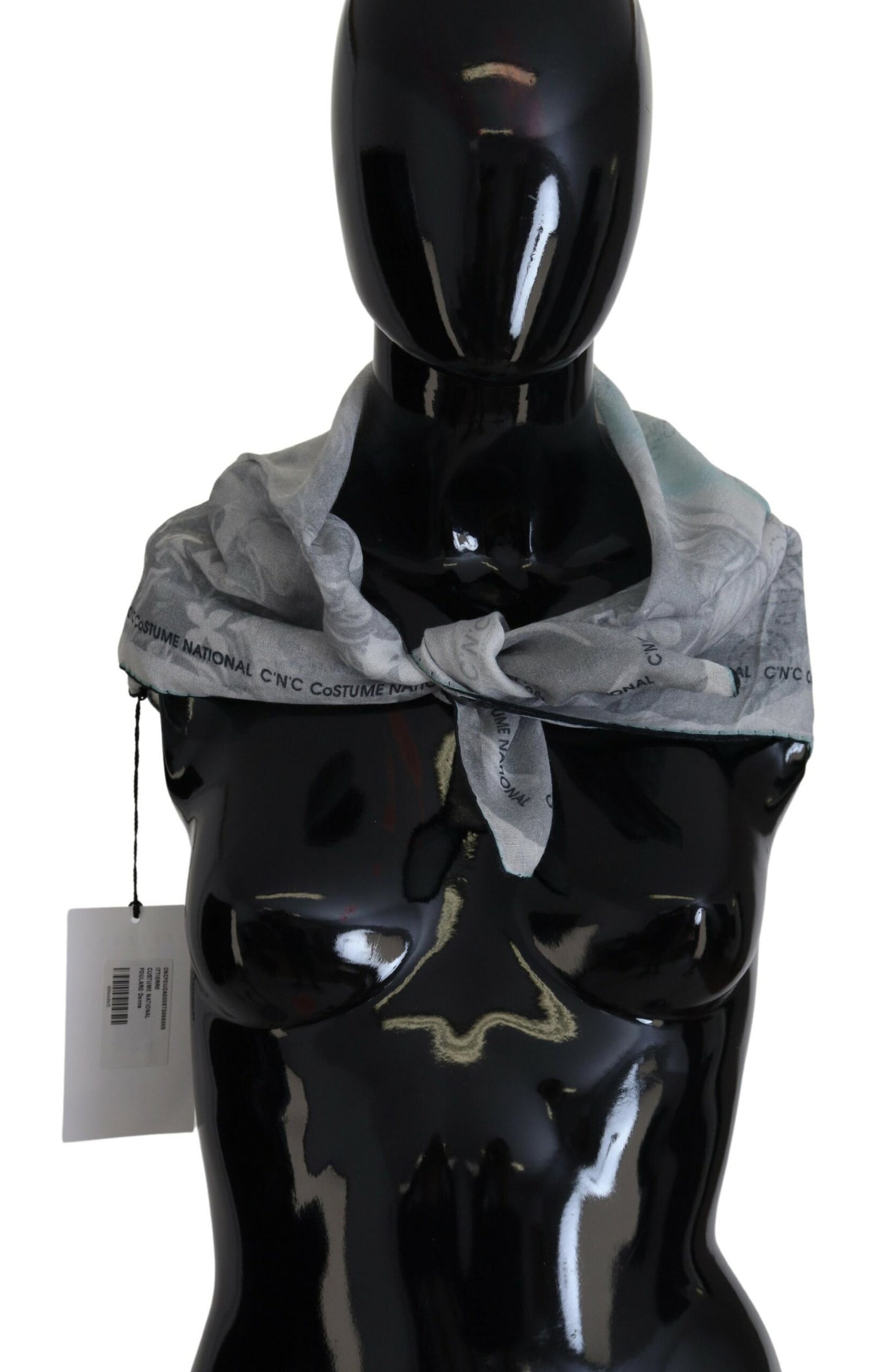 Costume National Grey Print Châle Foulard Scarf de marque