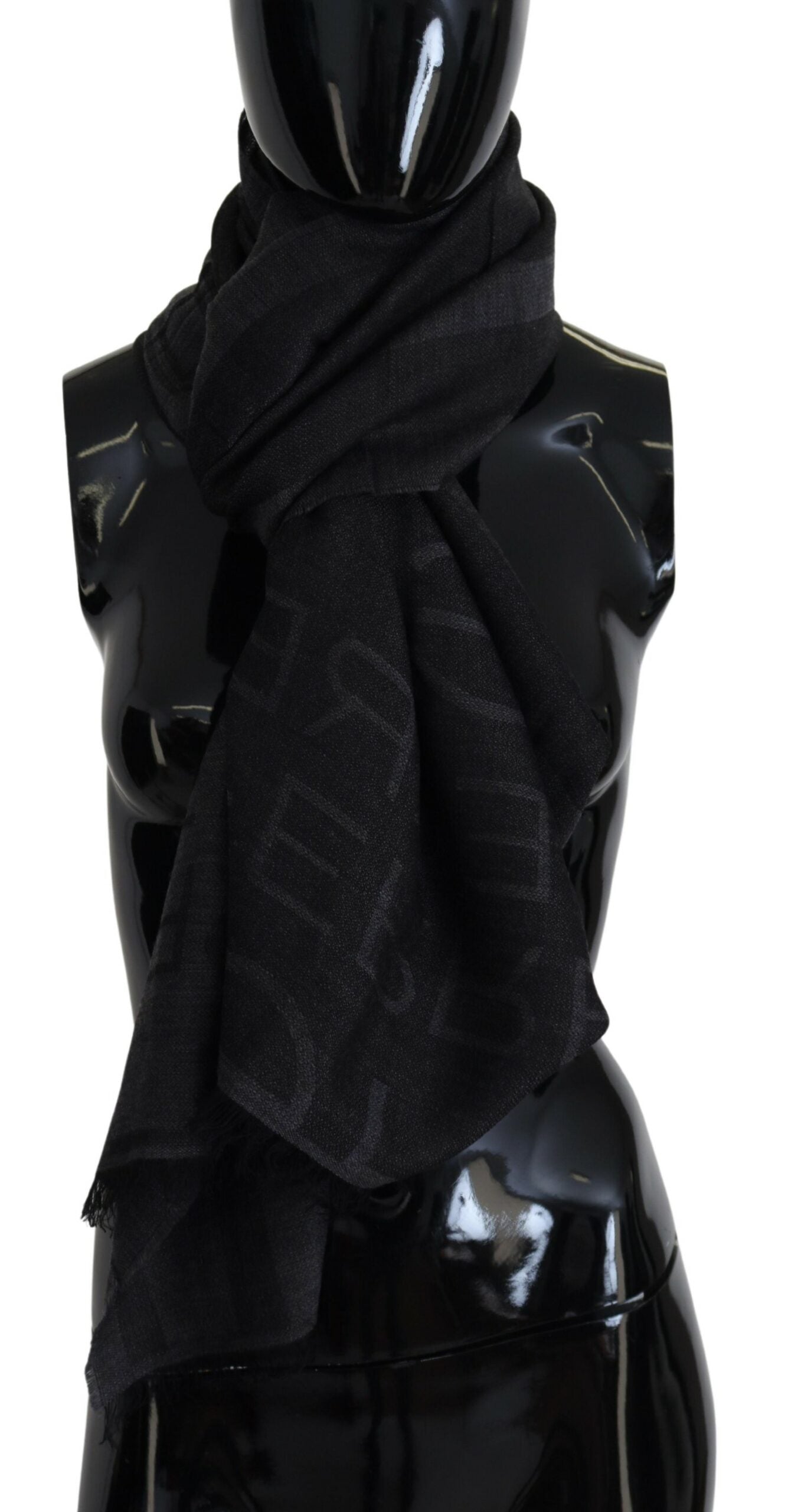 Gf ferre en laine noire en tricot couche de cou châle châle écharpe