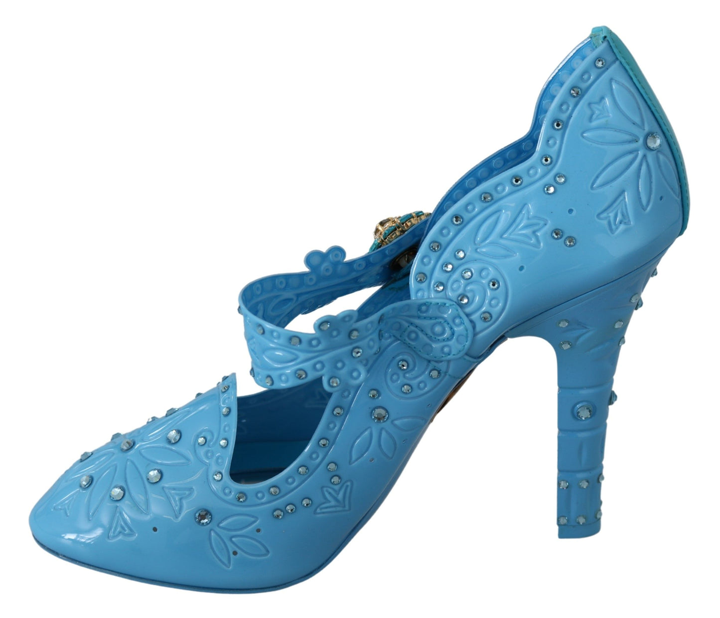 Dolce & Gabbana Blue Blumenkristall Cinderella Heels Schuhe