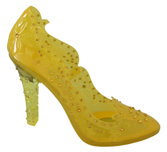 Dolce & Gabbana Yellow Floral Crystal Cendrillon Talons chaussures