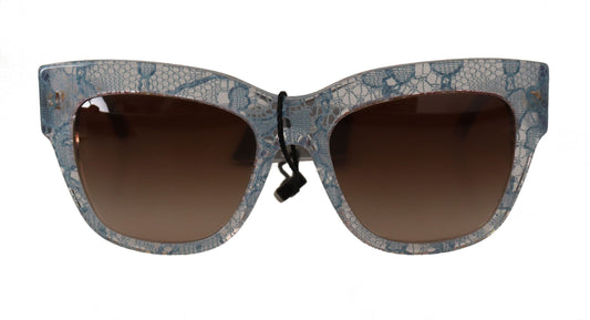 Dolce & Gabbana Blue Lace Acetat Rechteck Shades Sonnenbrille