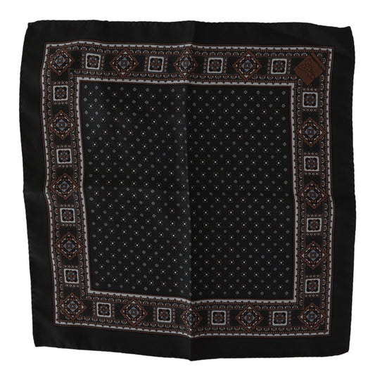 Dolce & Gabbana Black Silk Men Pocket Square Mouchier