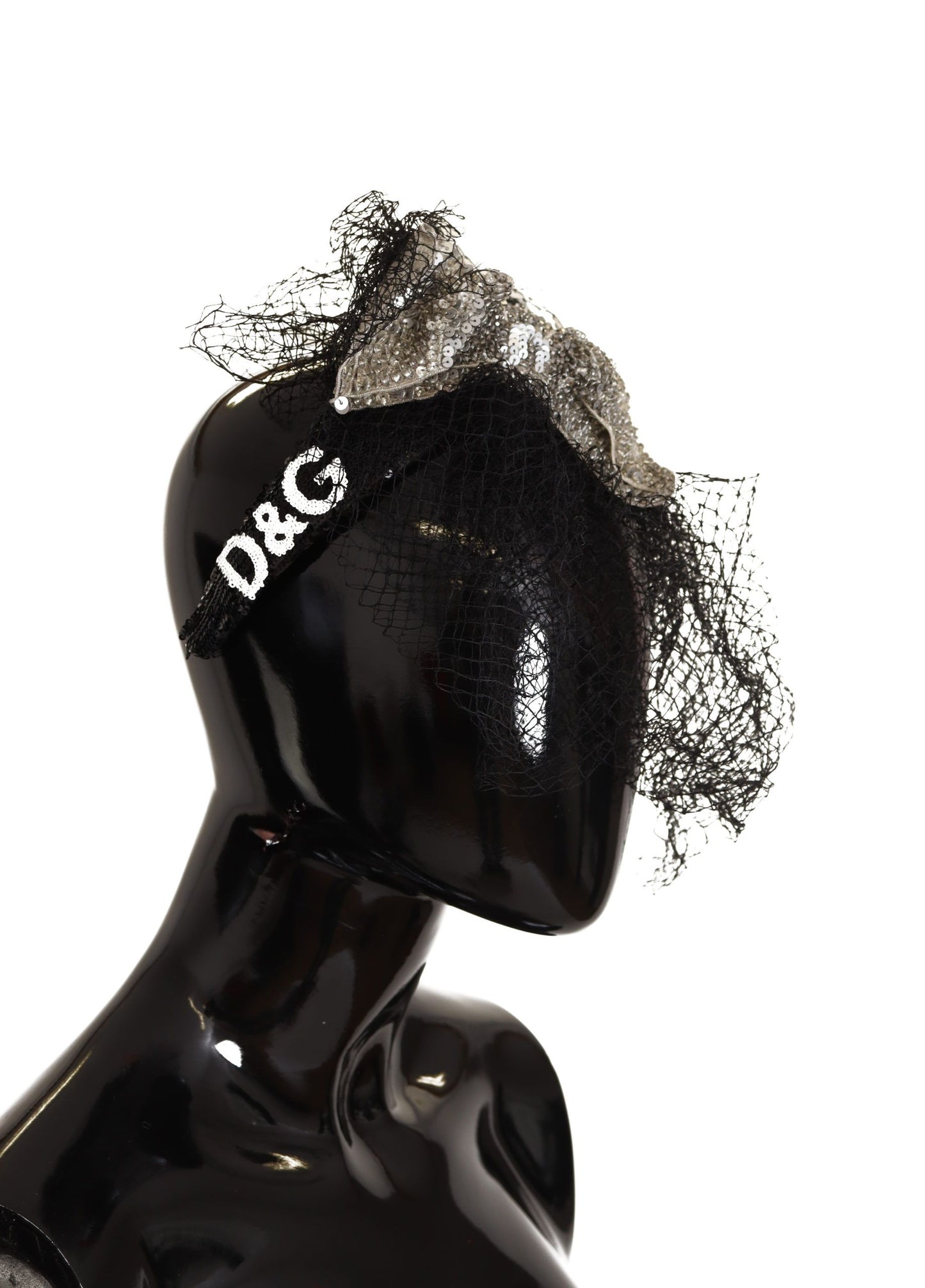 Dolce & Gabbana Black Logo Pailletten Faszinator Diadem Stirnband