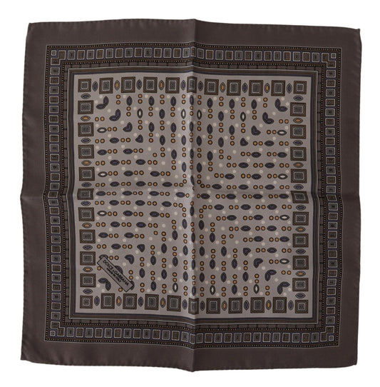Dolce & Gabbana brauner Seidenpocket Quadrat Taschentuch Schal