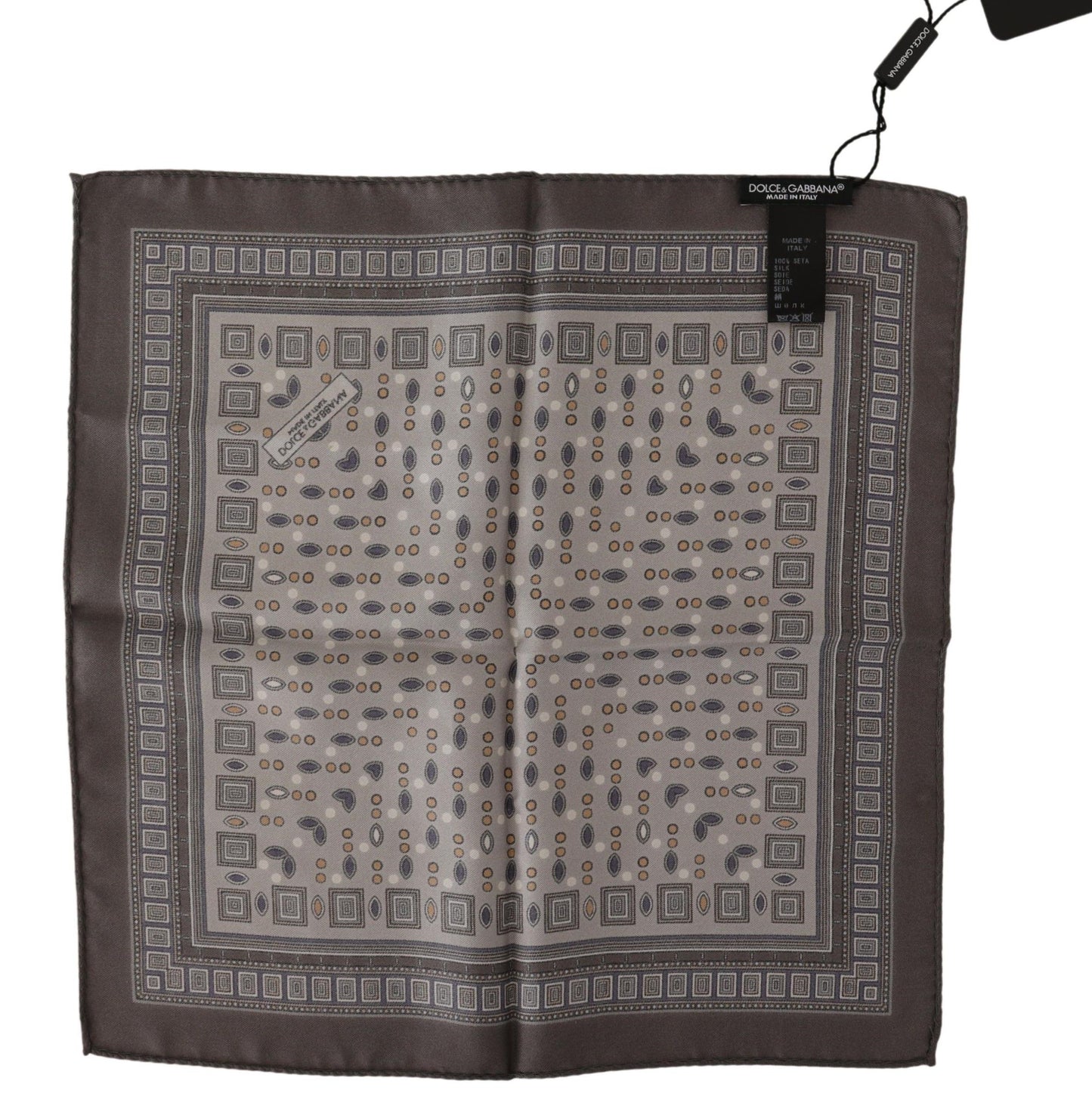 Dolce & Gabbana brauner Seidenpocket Quadrat Taschentuch Schal