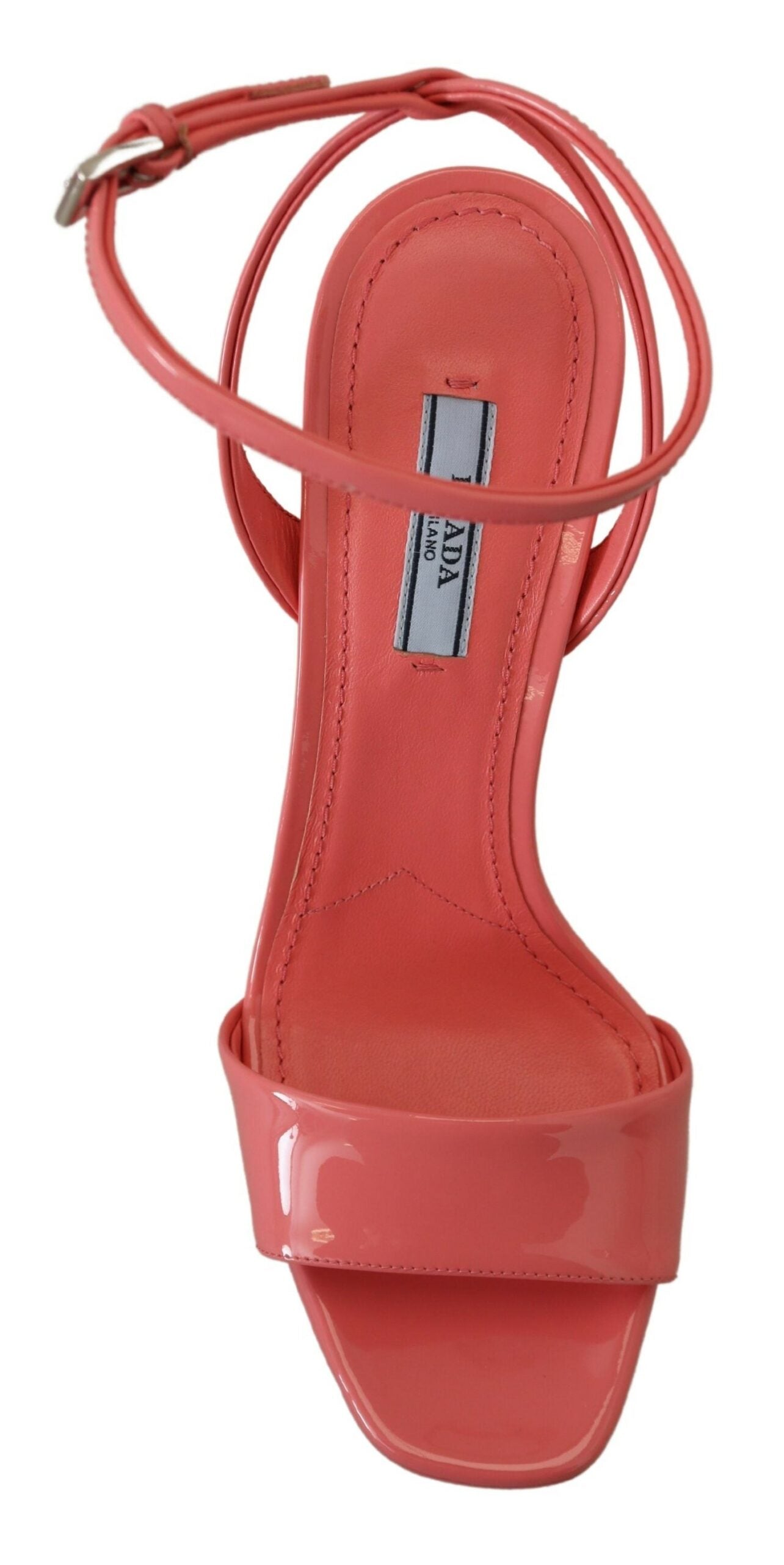 Sandales de brevet rose prada talons de sangle de cheville sandale