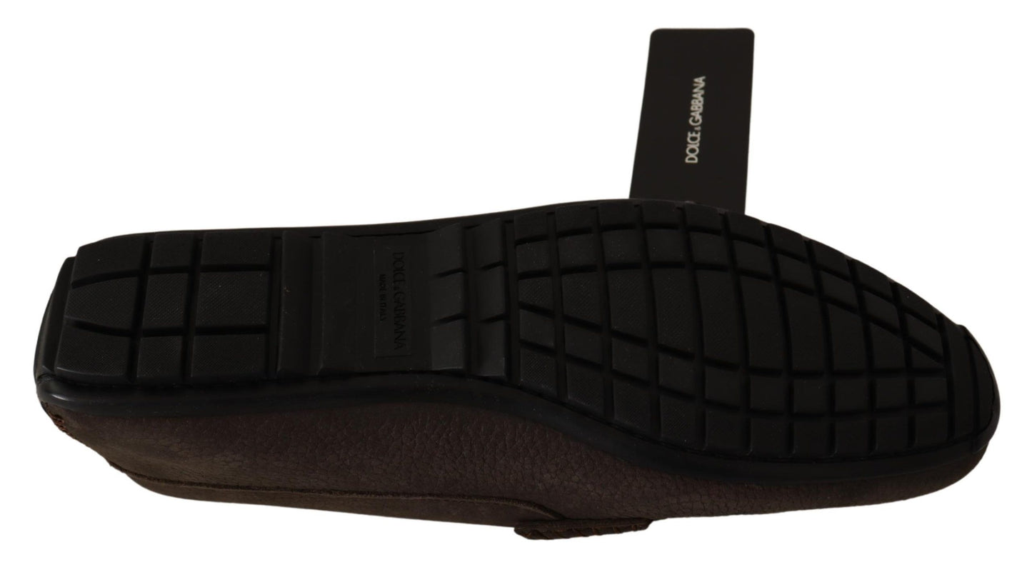 Dolce & Gabbana Brown Leder Flat Slip auf Mocassin -Schuhen