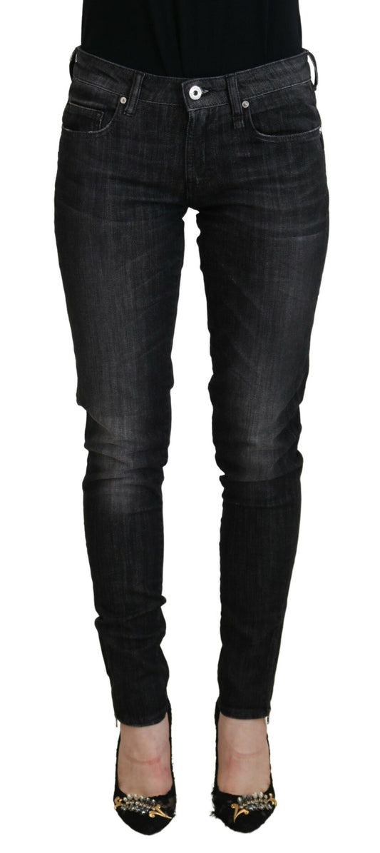 Fiorucci schwarzer Baumwolle niedrige Taille Skinny Women Casual Jeans