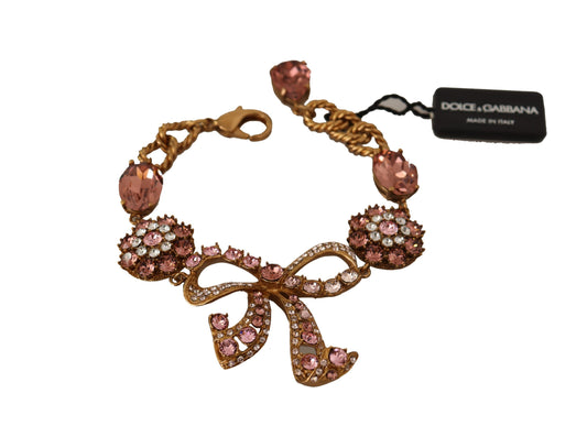 Dolce & Gabbana Gold Messingkette Barockkristall -verziertes Armband