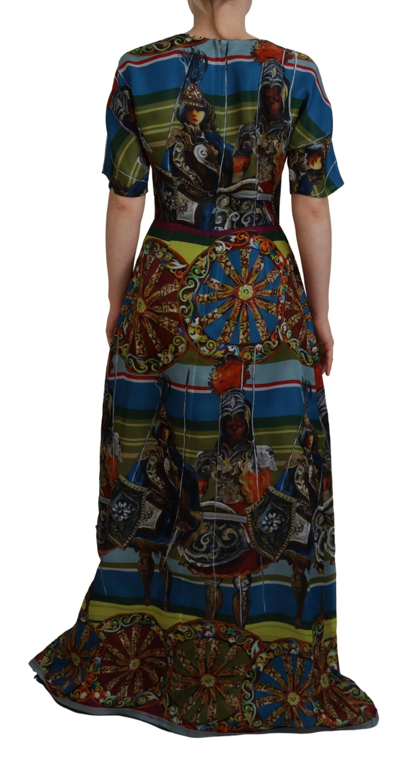 Dolce & Gabbana Multicolor Sicile Silk A-Line Long Robe Robe