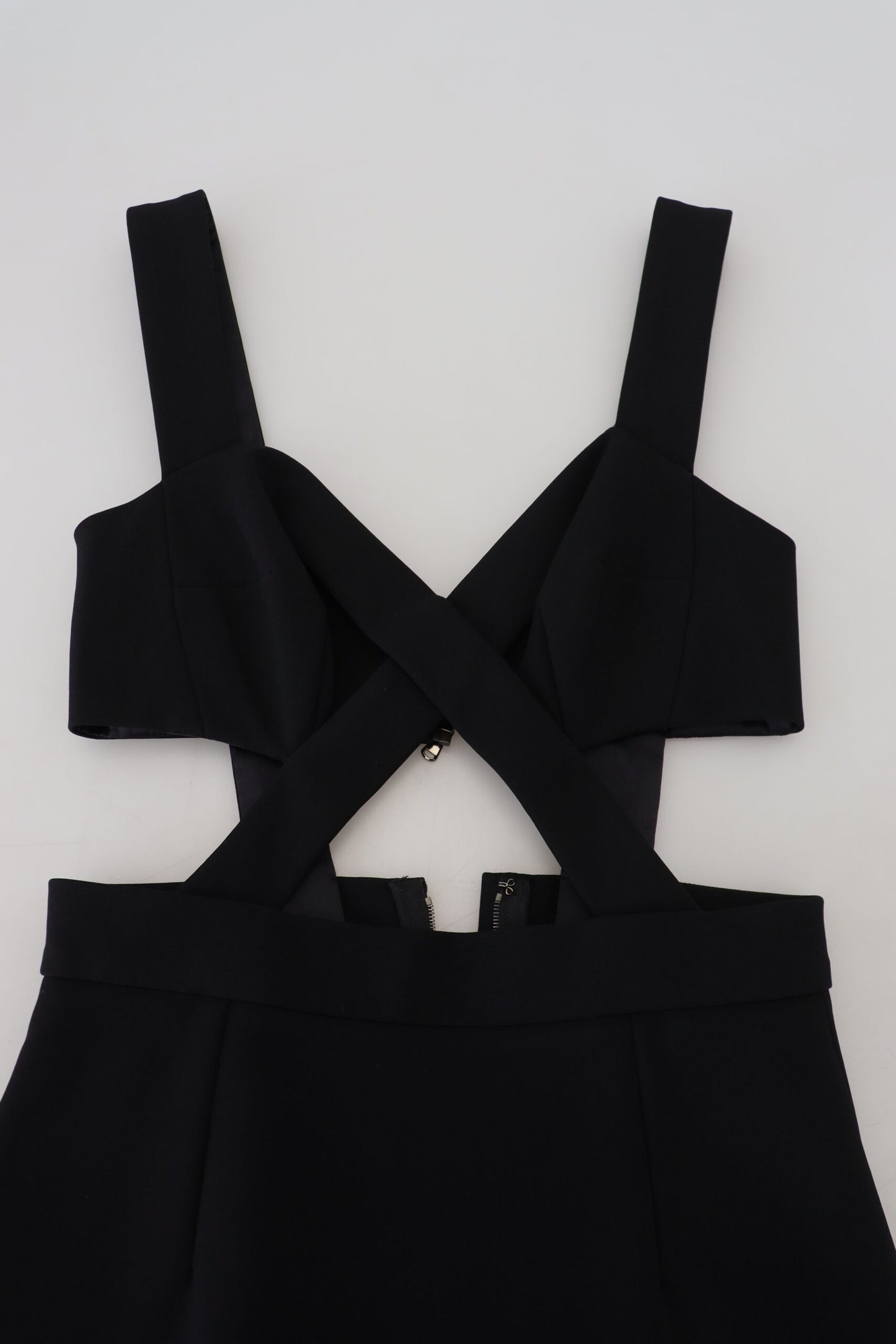 Dolce & Gabbana Black Viscose Bodycon Hülle Midi Kleid