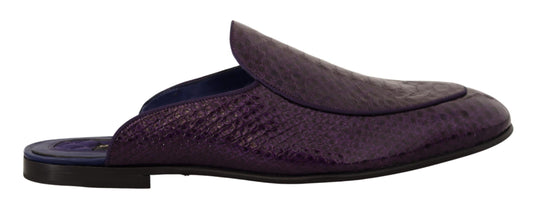 Dolce & Gabbana Purple Exotic Leather Flats glisse Chaussures