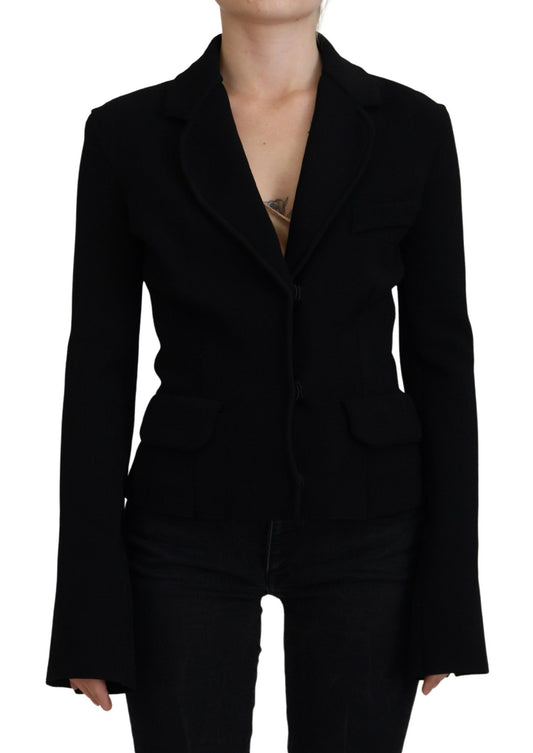 Dolce & Gabbana Black Button Cardigan Blazer Viskose Jacke